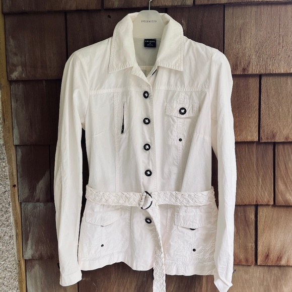 Tribal Jackets & Blazers - TRIBAL Womens Sand Colored Lite Belted Jacket Coat Size 6  Cream Windbreaker